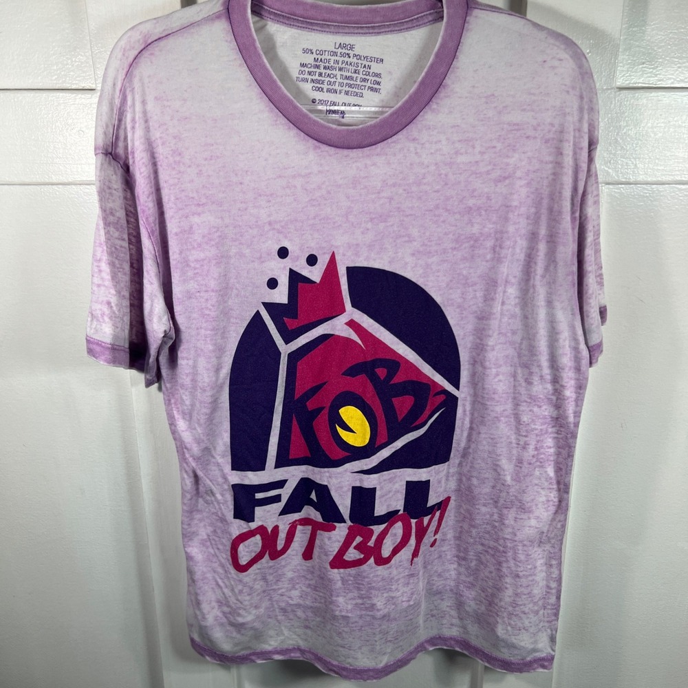 Fall Out Boy 2017 Graphic Ringer T-Shirt Purple Burnout Wash Mens Large
